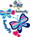 colourful cute butterfly print vector art