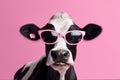 colourful cute head portrait sunglasses funny character cow face animal. Generative AI.