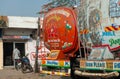 Colourful, decorated tank truck in India