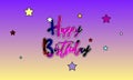 Colourful decorative Happy birthday design with galaxy color texture on a text.