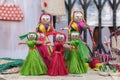 Colourful decorative wall hangings, dolls made of jute, handicrafts for sale Selective Focus Royalty Free Stock Photo