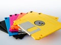 Colourful diskette is thin and flexible magnetic storage medium Royalty Free Stock Photo
