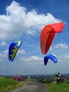 Colourful Hang Gliders on the Halde Norddeutschland, Neukirchen-Vluyn, North Rhine-Westphalia, Germany Royalty Free Stock Photo