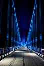 Colourful Dobra Chanti hanging bridge over Tehri Lake. Night view of Dobra-Chanti bridge. The 725-metre long Dobra Chanti Royalty Free Stock Photo