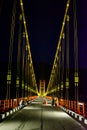 Colourful Dobra Chanti hanging bridge over Tehri Lake. Night view of Dobra-Chanti bridge. The 725-metre long Dobra Chanti Royalty Free Stock Photo