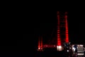 Colourful Dobra Chanti hanging bridge over Tehri Lake. Night view of Dobra-Chanti bridge. The 725-metre long Dobra Chanti Royalty Free Stock Photo