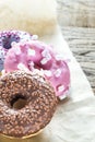 Colourful donuts on the baking paper Royalty Free Stock Photo