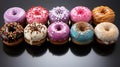 Colourful donuts with different topping.