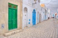 Colourful doors of Kairouan medina Royalty Free Stock Photo