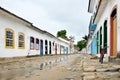 Colourful doorways lining a cobbled street