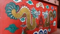 Colourful dragin couple on Chinese Shrine