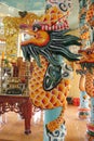Colourful Dragon Columns Cao Dai Temple Long-Than Southern Vietnam