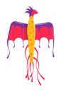 Stylized phoenix dragon kite flying isolated on white