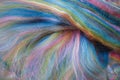 Colourful dyed fibres of carded wool. Royalty Free Stock Photo