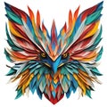 Colourful Eagle face in kirigami style.