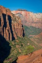 Early morning view along the Zion Canyon Overlook Trail, Zion National Park, Utah, USA. Royalty Free Stock Photo