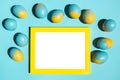 Colourful Easter eggs with blank frame Royalty Free Stock Photo