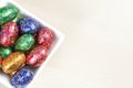 Colourful easter eggs in bowl