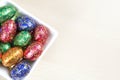 Colourful easter eggs in bowl Royalty Free Stock Photo