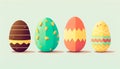 Colourful easter eggs on bright background. Generative AI.