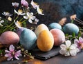 Colourful Easter eggs, close up