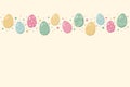 Colourful Easter poster with copyspace. Banner with decorative eggs. Vector