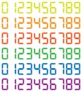 Colourful electronic clock, number set, vector illustration Royalty Free Stock Photo