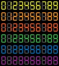 Colourful electronic clock, number set, vector illustration Royalty Free Stock Photo