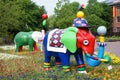 Colourful elephant statues