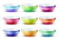 Colourful empty bowls isolated. Porcelain kitchen food plates vector set Royalty Free Stock Photo