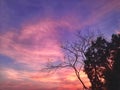 Colourful evening sky filled with colourful clouds