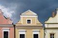 Colourful facade of houses in Trebon