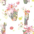 Colourful Faded Print with Floral Cactus