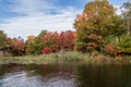 Highwater and colourful autumn leaves Royalty Free Stock Photo