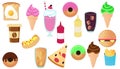 Colourful fast food icons stock vector