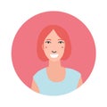 Colourful female face circle in flat style