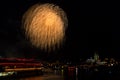 Colourful firework in front of the cathedral of Cologne