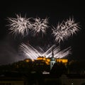 Ignis Brunensis fireworks over the historical part of Brno Royalty Free Stock Photo