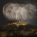 Ignis Brunensis fireworks over the historical part of Brno Royalty Free Stock Photo