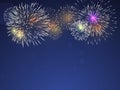 Colourful fireworks vector on twilight blue background