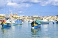 Colourful fishing boats, Marsaxlokk, Malta Royalty Free Stock Photo