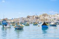 Colourful fishing boats, Marsaxlokk, Malta Royalty Free Stock Photo