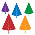 Colourful flat trees, isolated, vector illustration