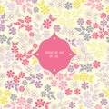 Colourful floral bouquets garden print on light vector seamless frame pattern, Delicate retro background