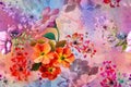 Colourful flowers background.watercolour pattern. Royalty Free Stock Photo