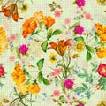 Colourful flowers background.watercolour pattern. Royalty Free Stock Photo