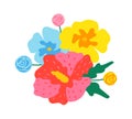 Colourful flowers blooming, exotic flora flat design