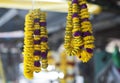 Colourful flowers and garlands for sale at the little India street, butterworth, Penang Royalty Free Stock Photo