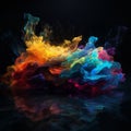 Colourful flowing tempest powder explosion generative AI Royalty Free Stock Photo