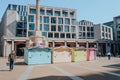 Colourful food stalls at the Paternoster Square, London, UK